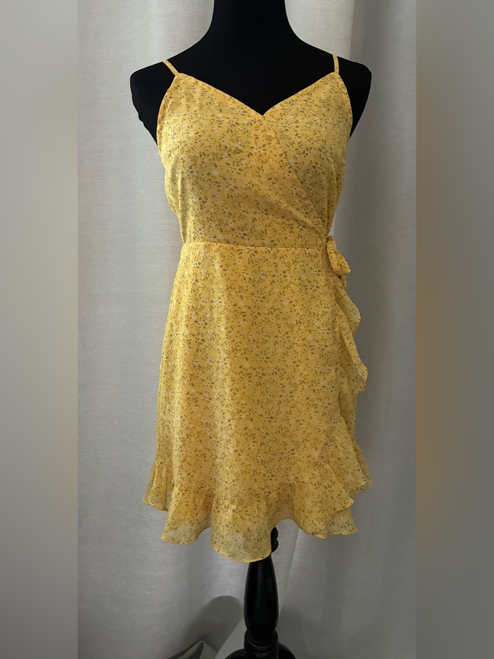 Hollister Yellow Floral Wrap Mini Dress